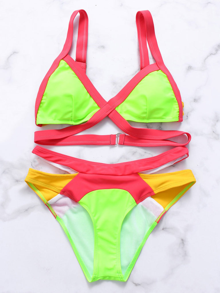 Ladies Fluorescent Yellow Bikinis