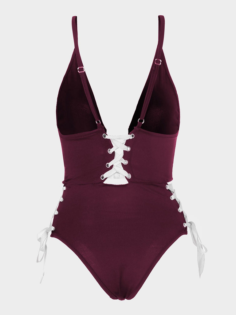 Womens Burgundy One-Pieces