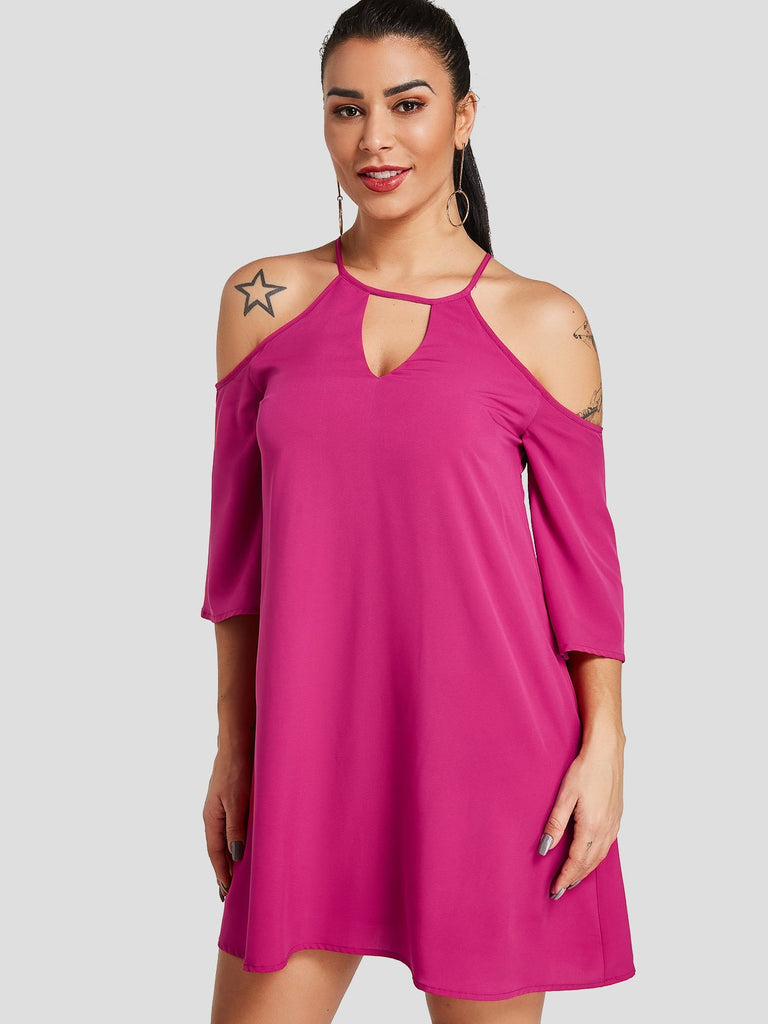 Ladies Fuchsia Casual Dresses