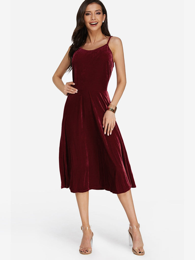 Ladies Burgundy Midi Dresses