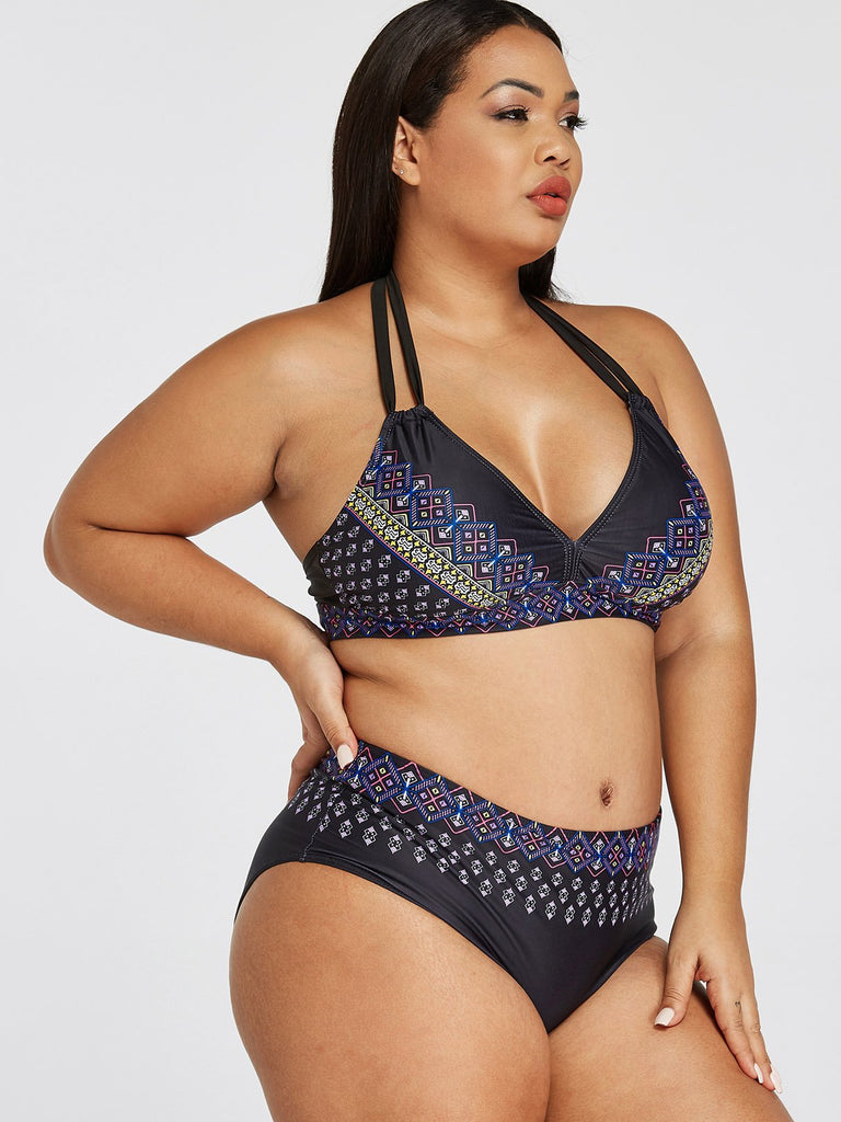 Ladies Dark Blue Plus Size Swimwear