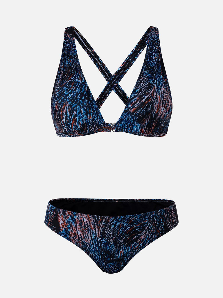 V-Neck Sleeveless Crossed Front Two Piece Bikini