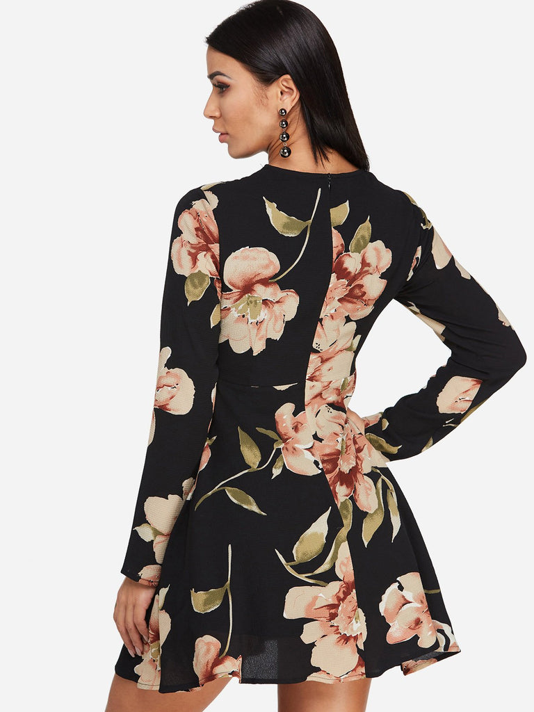 Womens Black Floral Dresses