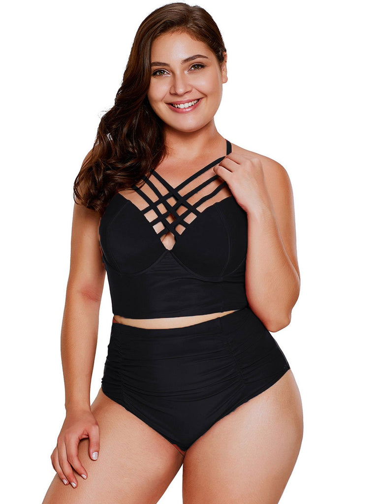 Ladies Black Plus Size Swimwear