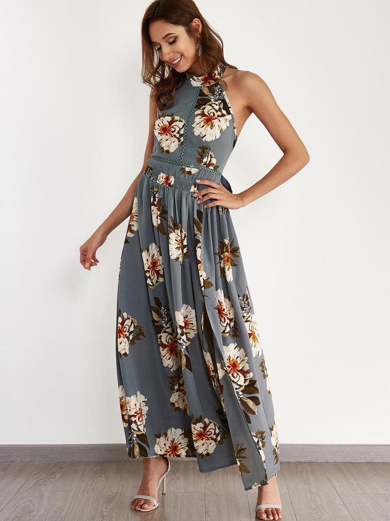 Ladies Grey Floral Dresses