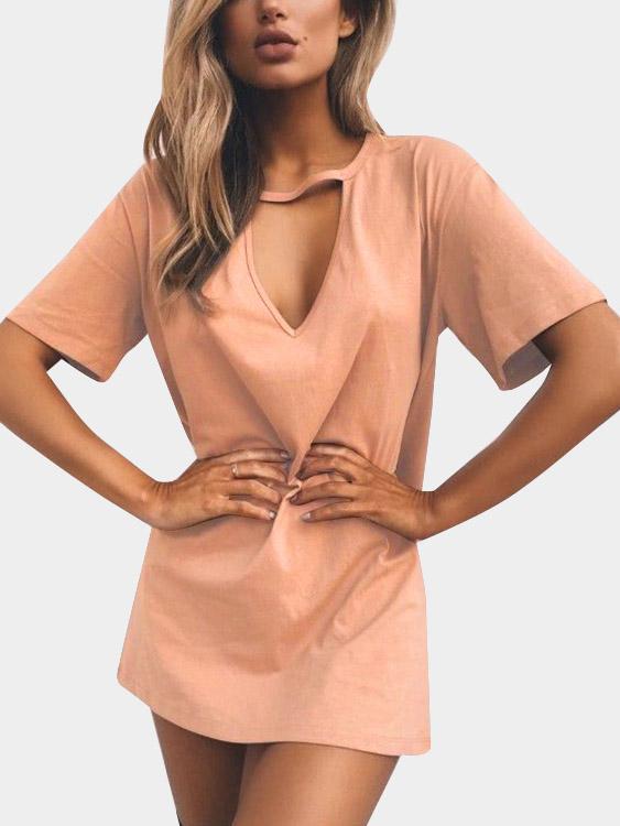 Ladies V-Neck Shirt Dresses