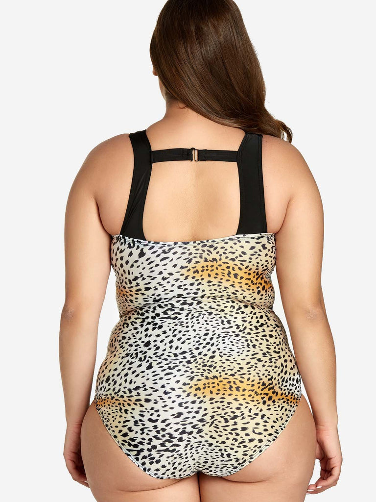 Leopard Sleeveless Plus Size Swimwear