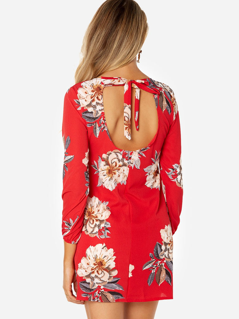 Womens Red Floral Dresses