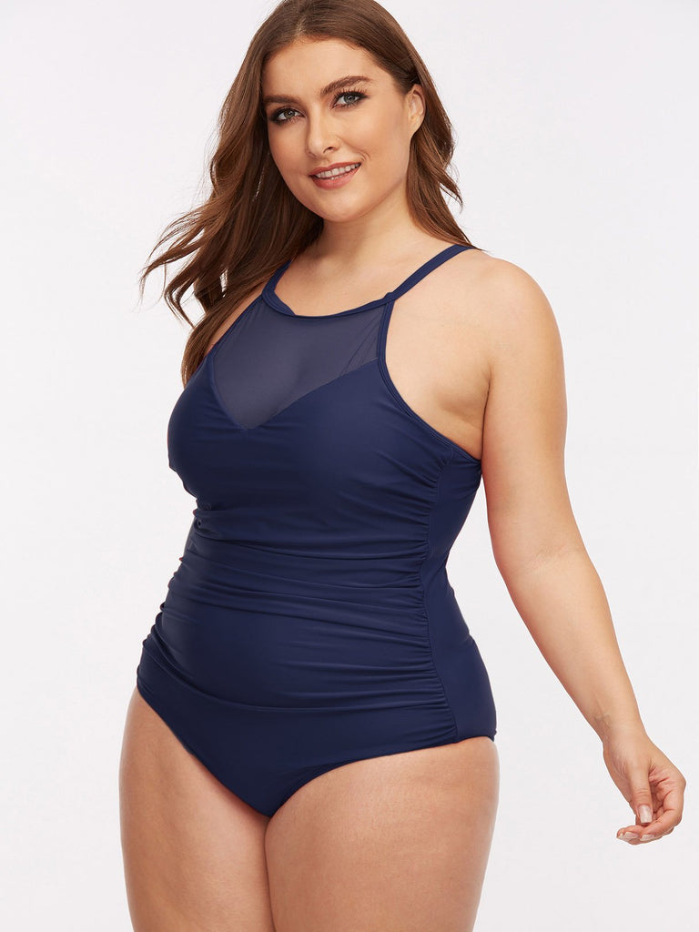 Ladies Blue Plus Size Swimwear