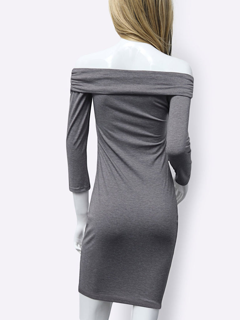 Ladies Grey Off The Shoulder Dresses