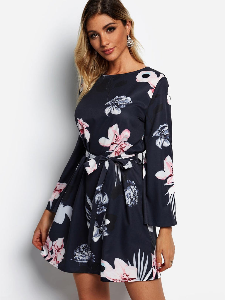 Ladies Navy Floral Dresses