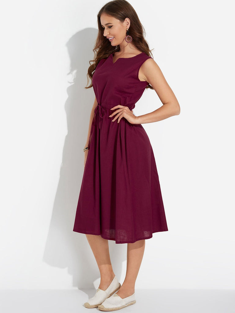 Ladies Burgundy Casual Dresses