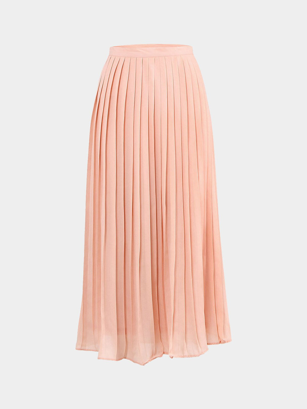 Ruffle Hem Pink Plus Size Pleated Midi Skirt
