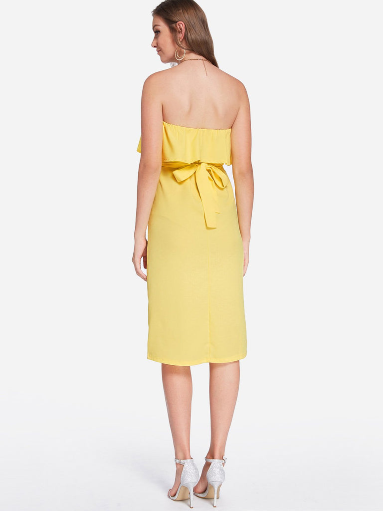 Womens Yellow Midi Dresses