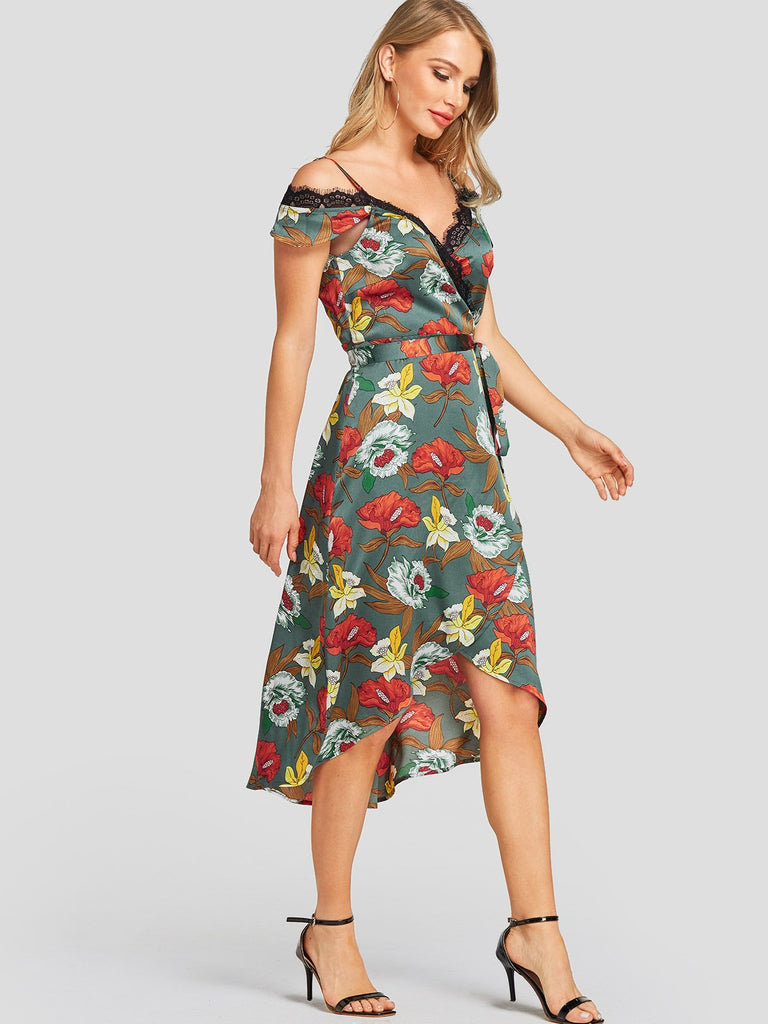 Ladies Green Floral Dresses