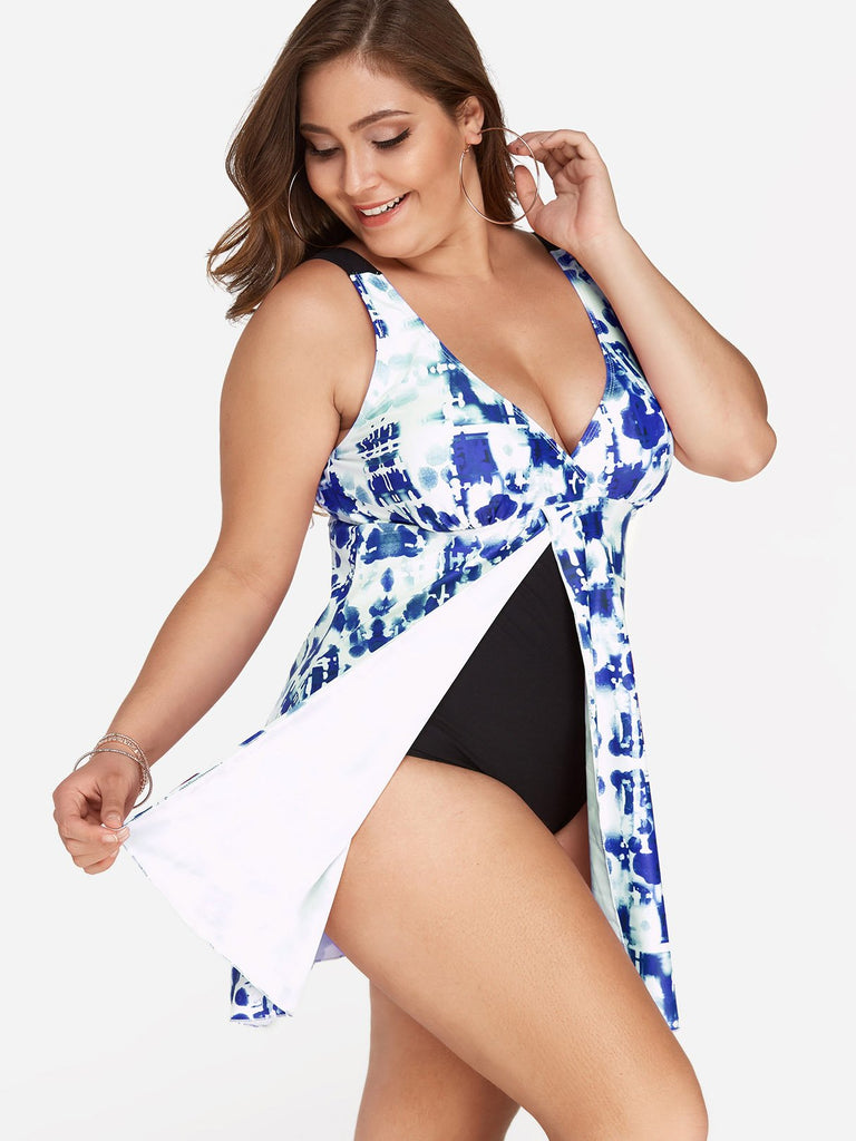 Ladies Deep V Neck Plus Size Swimwear