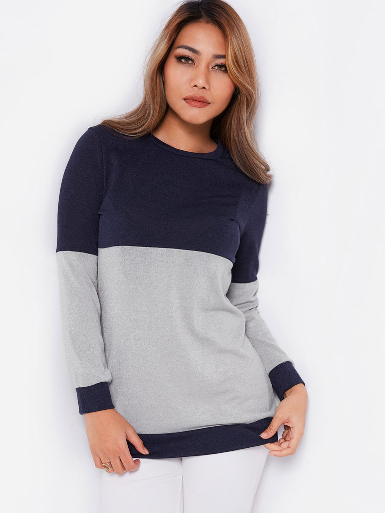 Round Neck Plain Long Sleeve Tee