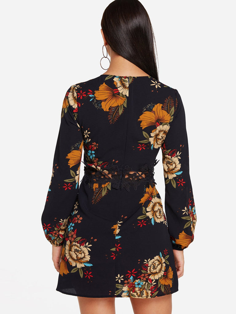 Womens Black Floral Dresses