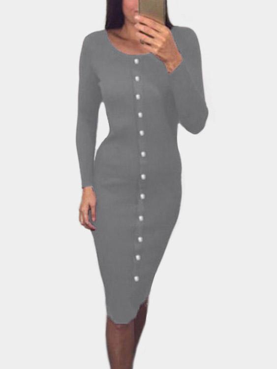 Maroon Long Sleeve Bodycon Dress
