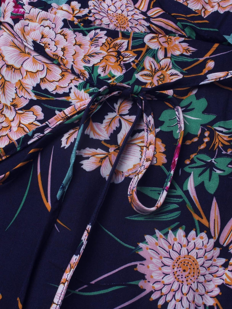 Pink And Green Wrap Dress