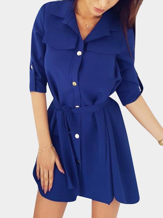 Ladies Blue Shirt Dresses