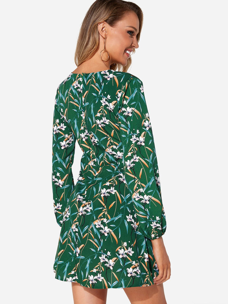 Womens Green Floral Dresses