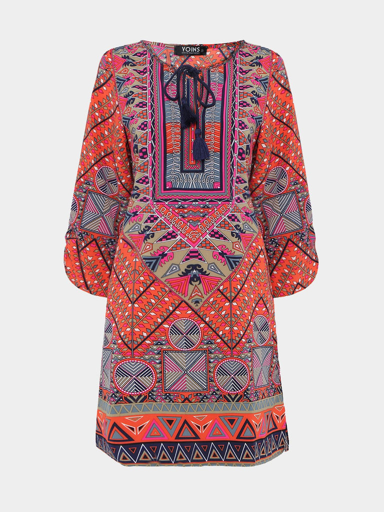 Floral Print 3/4 Sleeve Length Fashion Dresses