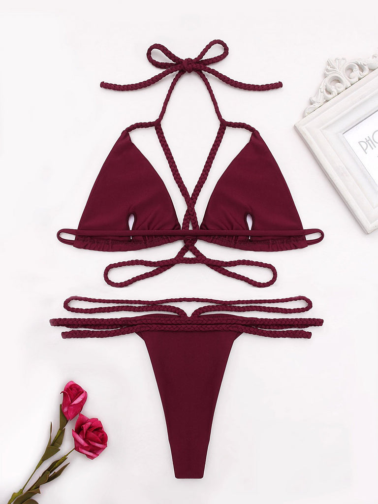 Womens Burgundy Bikinis