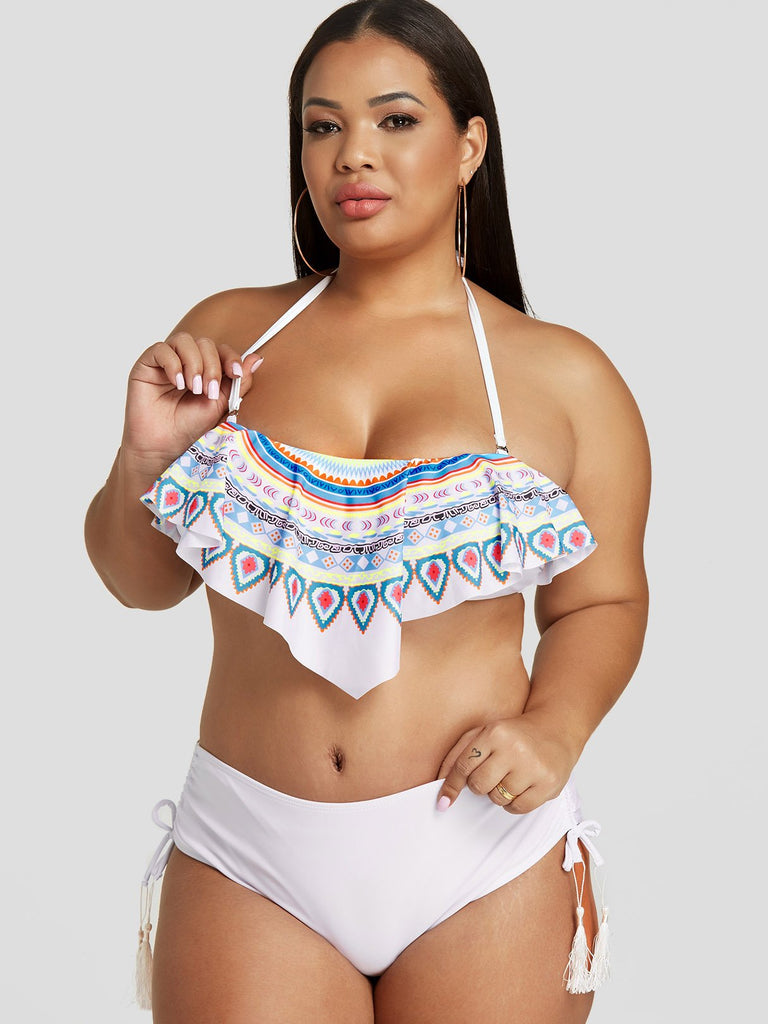 Womens White Plus Size Swimwear