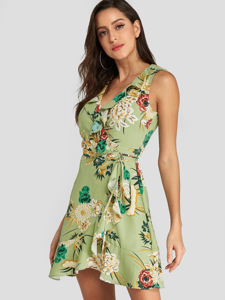 Ladies Green Floral Dresses