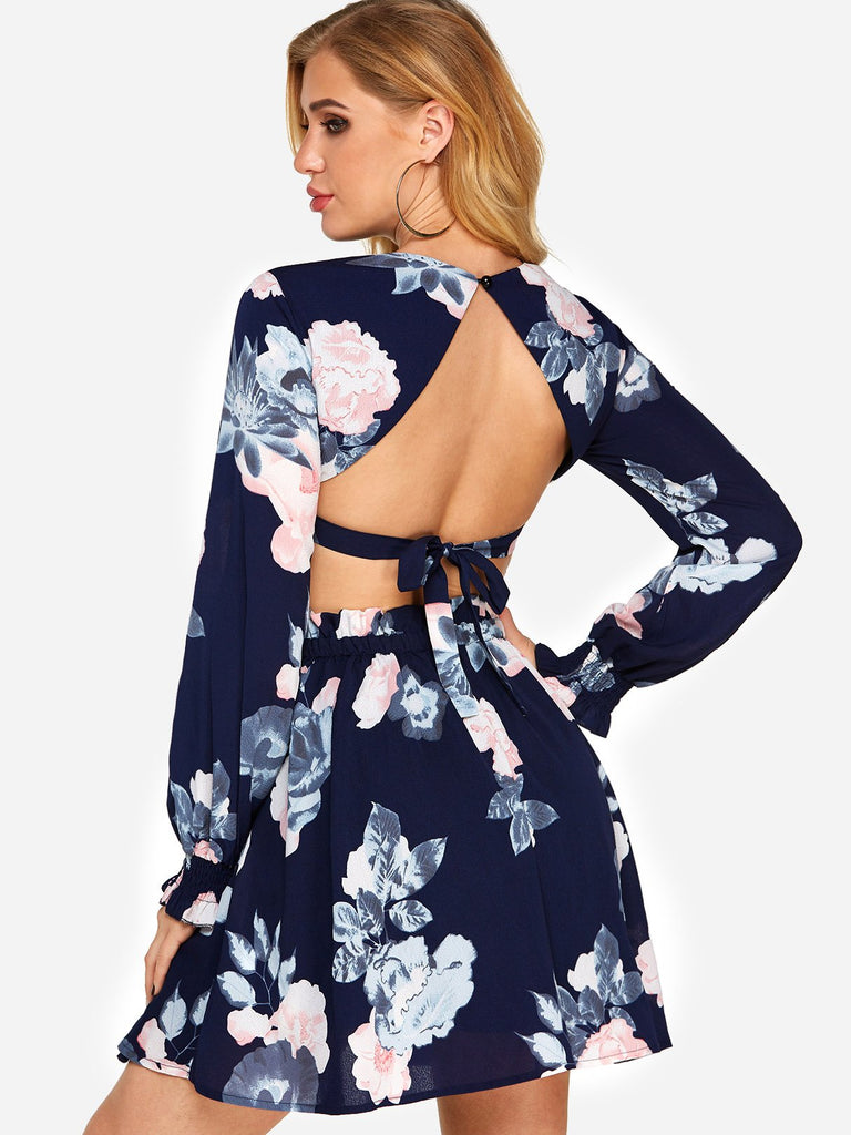 Womens Navy Floral Dresses