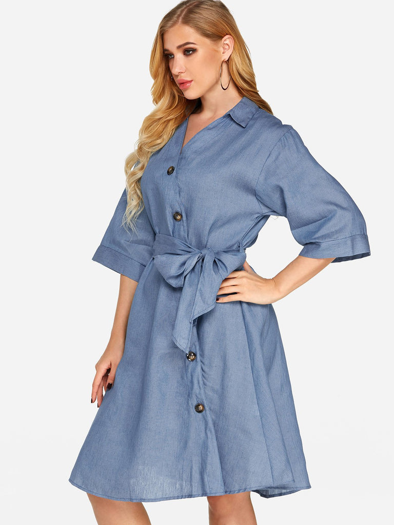 Ladies Blue Casual Dresses