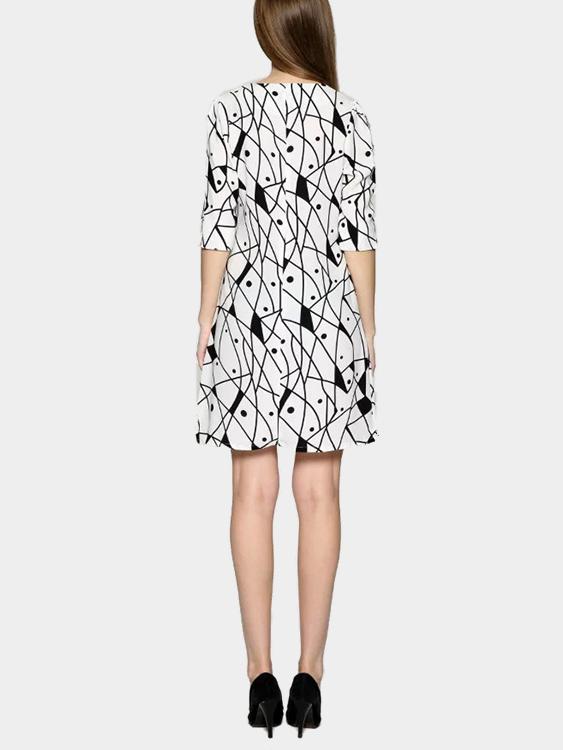 Womens Black & White Midi Dresses