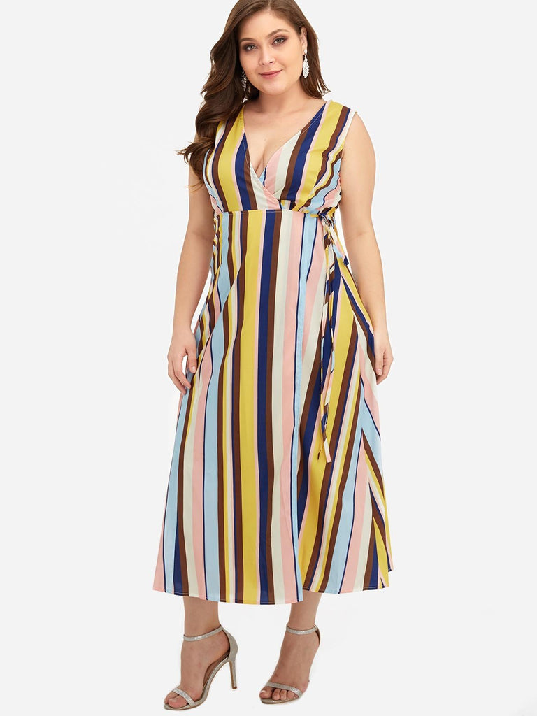 Ladies Striped Plus Size Dresses