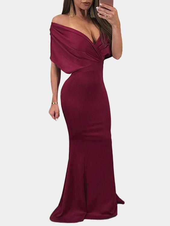 V-Neck Crossed Front Maxi Dress