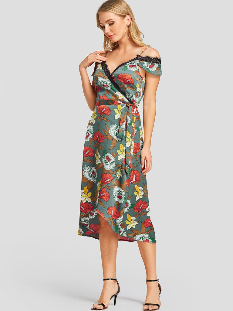 Womens Green Floral Dresses