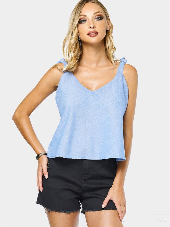 V-Neck Sleeveless Light Blue Camis