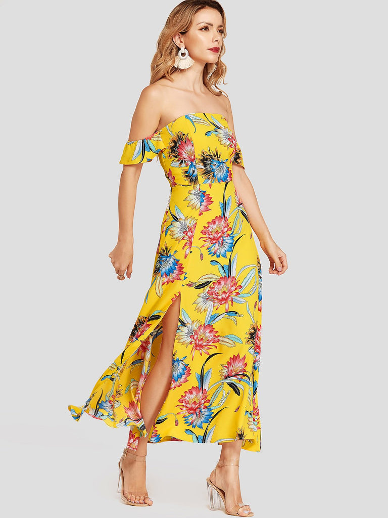 Ladies Yellow Floral Dresses