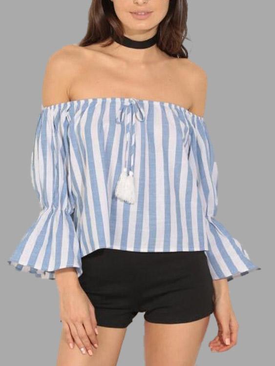 Off The Shoulder Stripe Blouses