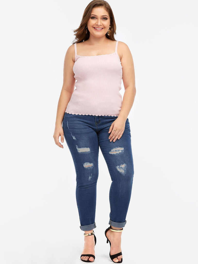 Random Ripped Blue Plus Size Bottoms