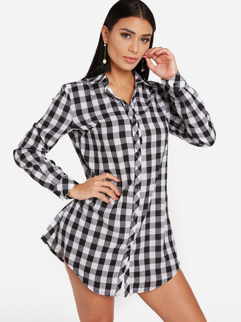 Ladies Grid Shirt Dresses