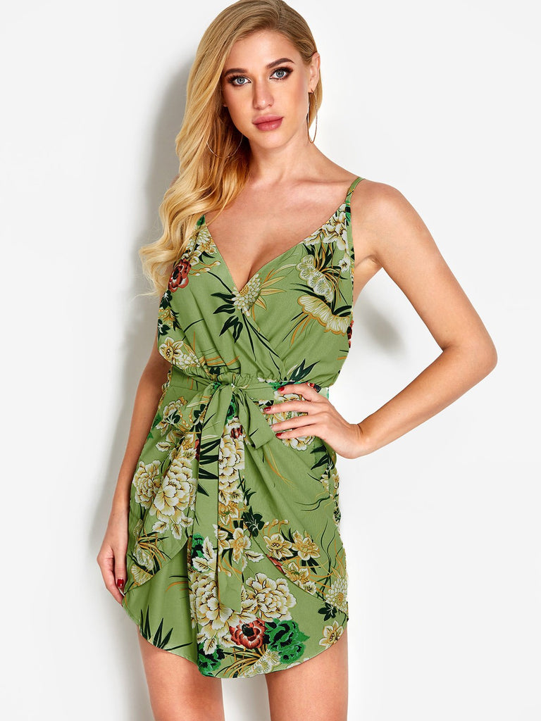 Ladies Green Floral Dresses