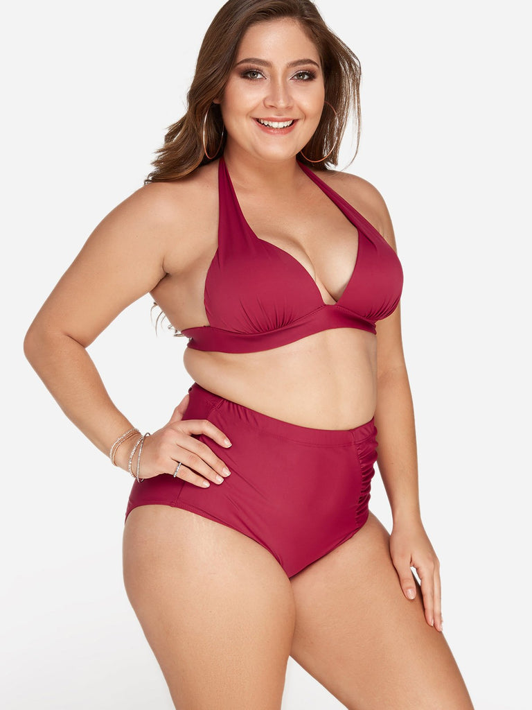 Ladies Burgundy Plus Size Swimwear