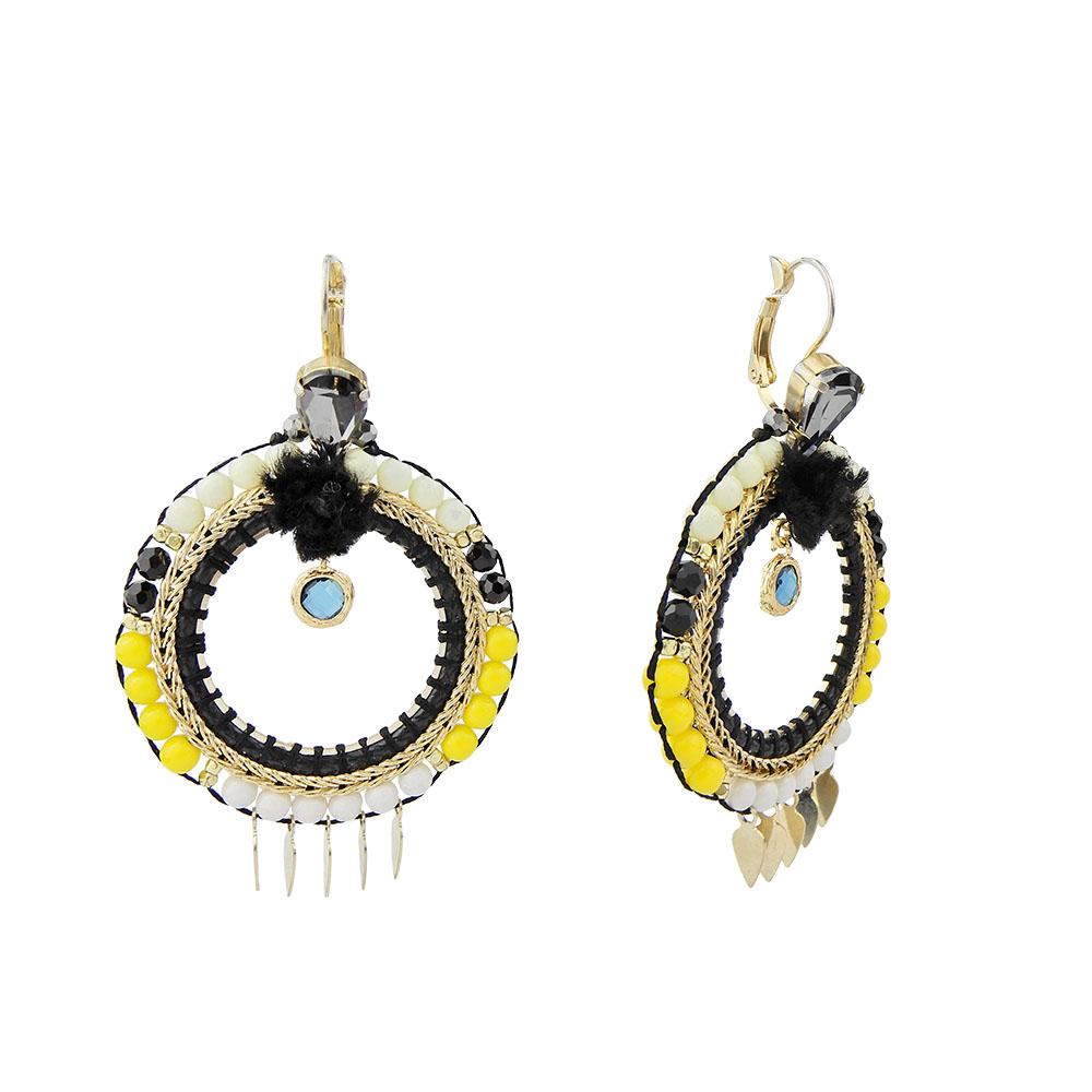 Bead Weaving Hoop Handmade Earrings