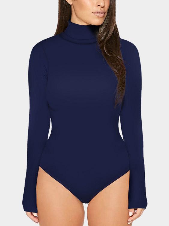 Perkins Collar Plain Long Sleeve Bodysuits