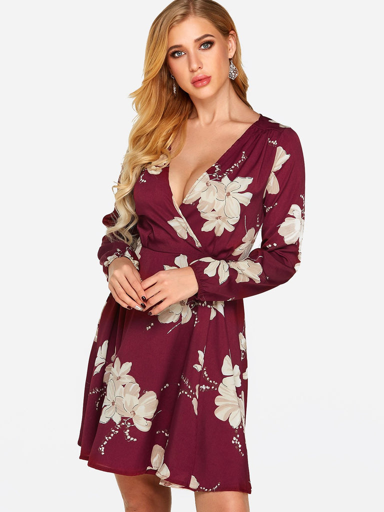 Ladies Red Floral Dresses