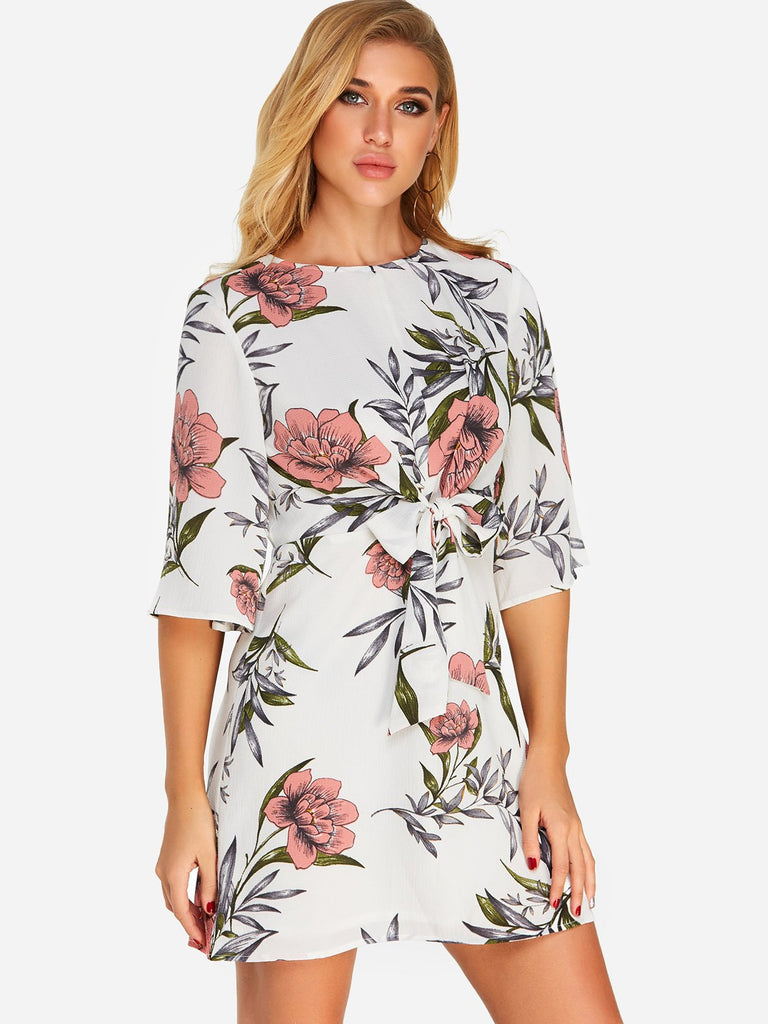 Womens Floral Print Mini Dress