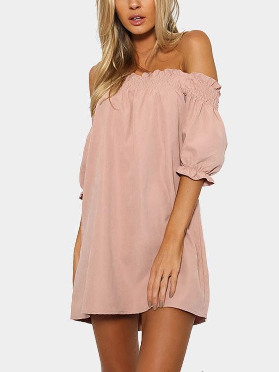 Off The Shoulder Short Sleeve Mini Dresses