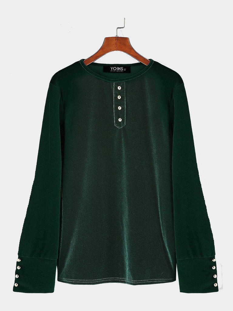 Round Neck Long Sleeve Green Top