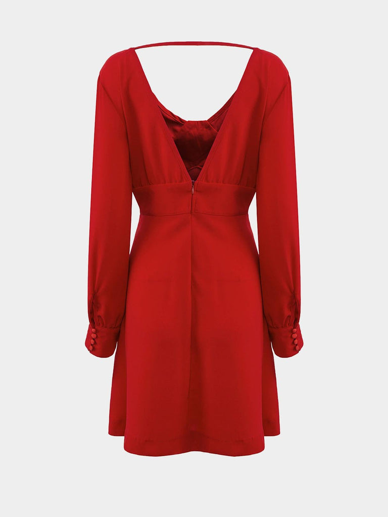 Womens Burgundy V-Neck Dresses